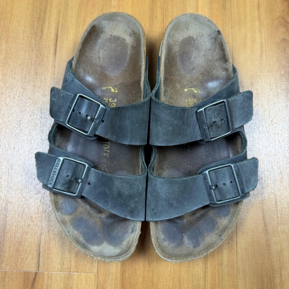 Birkenstock Arizona Oiled Leather Sandals Black DarKGrey Mens 6Womens 8 39 L8 M6